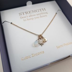 Strength Cubic Zirconia Semi Precious Metal Necklace